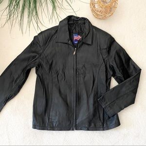 USA Leather basic black leather scuba jacket